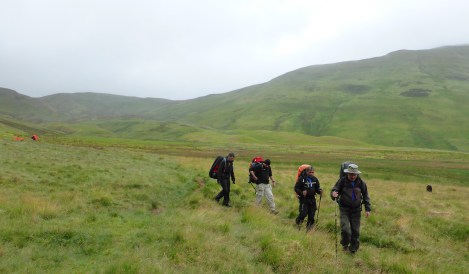Dropping down from Floutern Tarn Pass. Note a DofE group behind us.