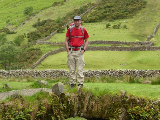 Its me on the Packhorse Bridge over Mosedale Beck at Wasdale Head