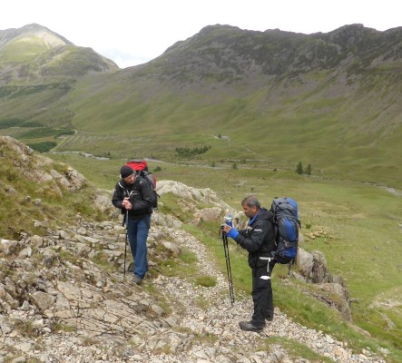 Nas getting some encouragement from Steve on last pull up Black Sail Pass.
