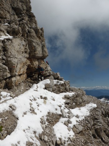 Snow covered ledges - serious ground.